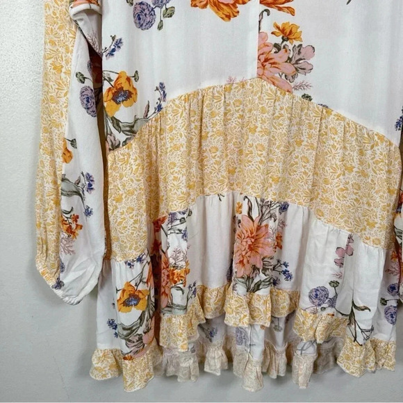 American  Eagle Womens Size Small Floral Bohemian Tunic Blouse - Picture 9 of 16